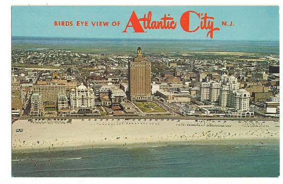 Vintage postcard: Birds-Eye View of Atlantic City, NJ · vivid color chrome