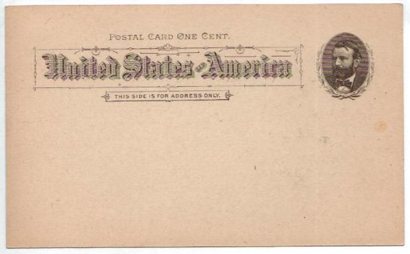 Vintage postcard: A U.S. Government Postal Card · One Cent · Pioneer era
