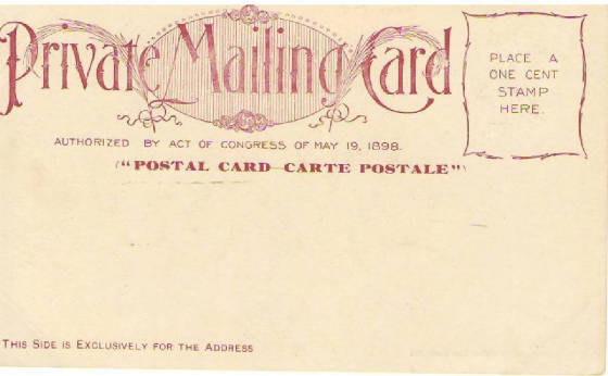 Vintage postcard: The back of an 1898 Private Mailing Card