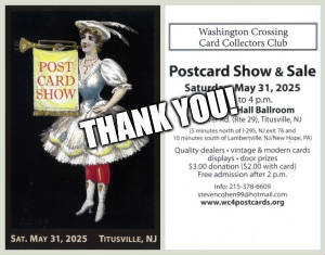 The 2025 WC4 Postcard Show 'thank you' card.